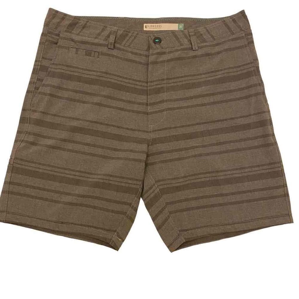 Linksoul Mens Size 36 Boardwalk Golf Gray Striped Shorts‎